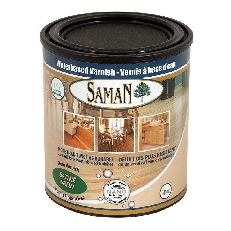 SamaN Interior Water Based Varnish with Aluminum Oxide â€“ Crystal Clear Wood Finish â€“ Satin Finish â€“ 160-031-1L â€“ 1 Quart / 946 ml - Image 1